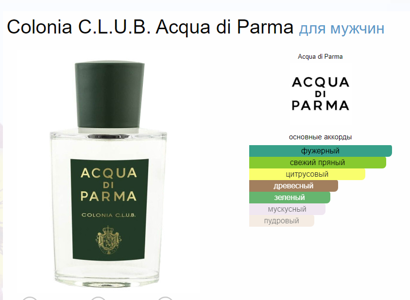 Духи Colonia C.L.U.B. Acqua di Parma Колония КЛУБ Аква ди Парма Arab Emirates 13 мл